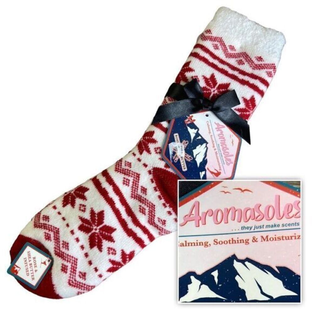 Aromasoles Socks Infused Rose Shea Butter Slipper‎ Lounge Womens One Size